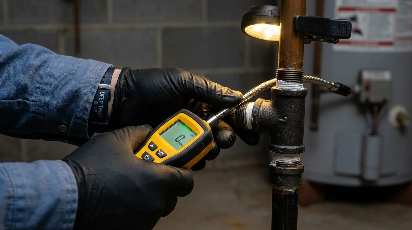 Gas leak detection with electronic sniffer by Johns Plumbing LLC in Siler City