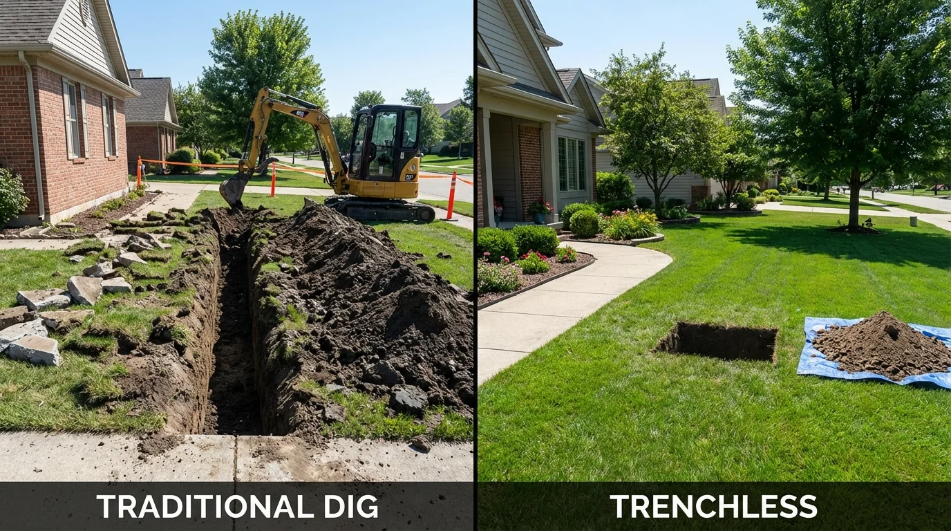 Trenchless sewer repair with minimal yard damage versus traditional excavation in Siler City, NC